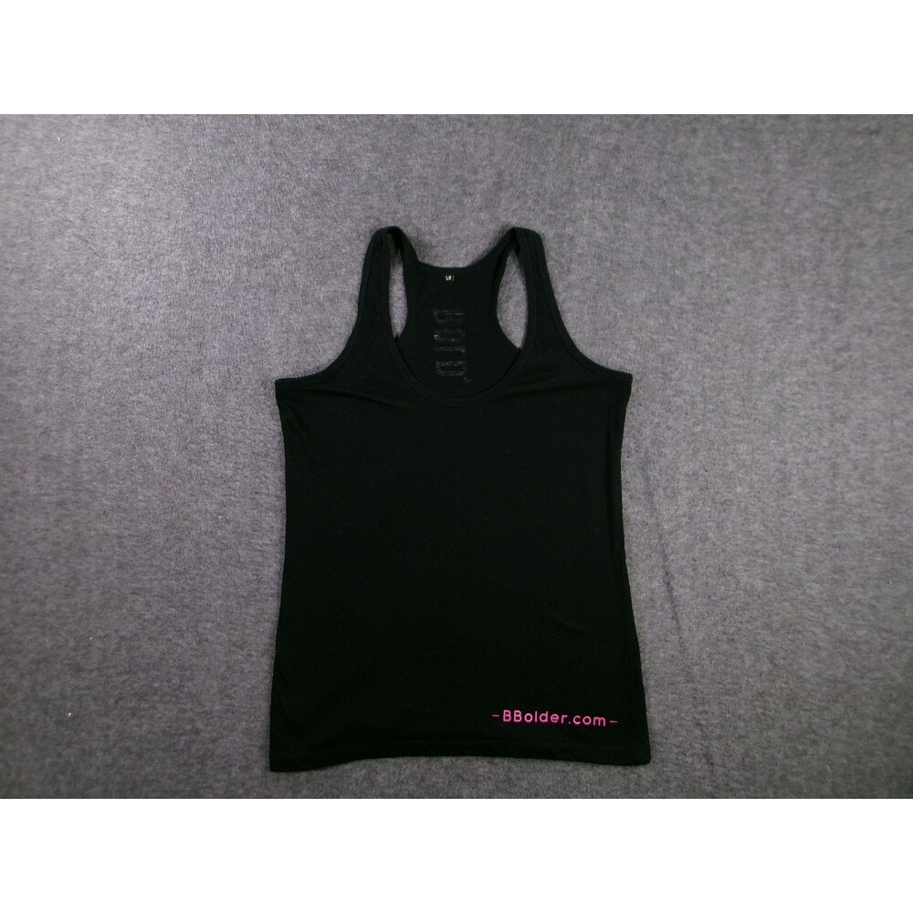 BBolder Tank Top Women Large Racerback Black Graphic Print Workout Gym Causal